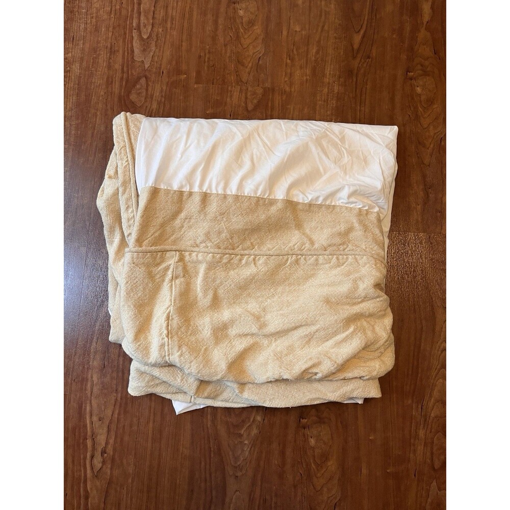 Eileen Fisher Home Garnet Hill Linen Fitted Bed Skirt King Textured Weave Beige